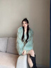 傲列2024秋冬新款貉子毛編織皮草外套女短款 韓版顯瘦v領(lǐng)網(wǎng)紅年輕款冬 綠色 均碼 曬單實(shí)拍圖
