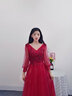 塞德勒敬酒服新娘2025新款秋冬高貴氣質(zhì)紅色長(cháng)款結婚宴會(huì )晚禮服裙女大氣 酒紅色長(cháng)款 M(建議96-105斤) 曬單實(shí)拍圖