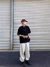 楠笙記中袖t恤男夏天美式復(fù)古高街重磅青少年學(xué)生寬松潮流五分短袖體恤 黑色 L 曬單實(shí)拍圖