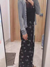 唐思薇高腰破洞蝴蝶印花休閑褲女2025夏季新款設(shè)計感垂感直筒闊腿褲褲子 黑色【長褲】 XL 【121-140斤】 曬單實拍圖
