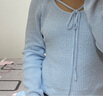 UR秋冬新款女裝慵懶風(fēng)氛圍感修身系帶針織衫UYY940026 藍(lán)色 M 曬單實拍圖