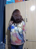 韓惠芷短袖t恤女新款2025年韓版時(shí)尚寬松扎染潮流洋氣印花圓領(lǐng)顯瘦上衣 深彩色 M 曬單實(shí)拍圖