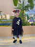 迪士尼（DISNEY）童裝兒童女童毛線(xiàn)長(cháng)袖連衣裙網(wǎng)紗新年裙子23冬DB341RE03碳黑130 曬單實(shí)拍圖