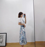 艾珠兒（Aizhuer）雪紡連衣裙女裝2024年夏季新款韓版顯瘦碎花小個子套裝裙子夏天 藍(lán)色套裝 M 曬單實拍圖
