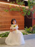 小咔衣濃小女孩公主裙女童花童婚禮蓬蓬紗兒童晚禮服主持人鋼琴演出服大童 白色長(cháng)款 130 曬單實(shí)拍圖