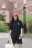 BJHG【BeJustHuG復(fù)古系列】不計(jì)后果夏美式印花短袖T恤男酒紅情侶半袖 石墨黑 L 曬單實(shí)拍圖