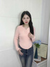 FSHE毛衣女秋冬2025新款水貂絨內(nèi)搭軟糯設(shè)計(jì)感小眾短款毛絨打底針織衫 粉色 L 曬單實(shí)拍圖
