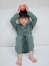 junejunior兒童保暖內(nèi)衣套裝圓領(lǐng)春秋季蠶絲羊毛秋衣秋褲打底居家睡衣 瑪瑙綠 120 （圓領(lǐng)） 曬單實(shí)拍圖