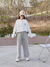 朱阿姨女童褲子春秋2025新款運動褲大童初中生女孩青少年休閑直筒闊腿褲 灰色【春秋】 165 曬單實拍圖