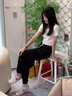 莫代爾冰絲褲子女秋季春款2025新款運動褲寬松顯瘦束腳衛(wèi)褲燈籠褲闊腿褲 米白 L碼【適合110-125斤】 曬單實拍圖