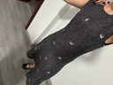 LILY秋新款女裝時(shí)髦翻領(lǐng)拼接收腰修身A字廓形針織黑色連衣裙 510黑 S 曬單實(shí)拍圖