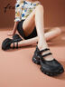 FEDfed運動瑪麗珍鞋秋季新款女鞋黑色淺口單鞋芭蕾鞋女款D0722-YA550 黑色-一字扣_550 36 曬單實拍圖