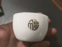 PGY功夫茶杯6只裝厚胎不燙手羊脂玉白瓷品茗杯陶瓷杯茶具帶杯架茶杯 扳指杯金福+竹排杯架 6只 曬單實拍圖