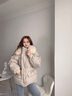 艾珠兒羽絨棉服女短款韓版寬松學(xué)生連帽百搭棉衣女加厚棉襖面包服外套 米色 S 曬單實拍圖
