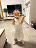 相思桐4-12歲女童連衣裙夏裝公主裙洋氣小女孩女寶寶童裝兒童裙子 杏色蕾絲款（偏小一碼） 110 尺碼建議身高103厘米 曬單實拍圖