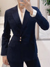普妮姿藏青色西裝外套女春秋季ol通勤氣質(zhì)正裝工作服高端女神范職業(yè)套裝 【長袖】單件藏青色西裝 L 曬單實(shí)拍圖