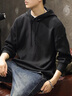 京西藍靛連帽毛衣男2024春秋衛(wèi)衣男士寬松大碼休閑ins韓系軟糯風針織外套 黑色 L 體重120-140斤 曬單實拍圖