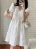 格邏恩夏季短袖新款連衣裙女學(xué)生少女生裙子夏天2023法式小眾收腰初戀裙 白色 均碼（可備注碼數(shù)） 曬單實(shí)拍圖