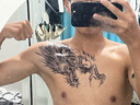 紋墨軒花臂神獸麒麟九天神龍饕鬄防水紋身貼男士胸口手臂逼真果汁草本貼 【A39】上古龍頭  32x19cm 曬單實拍圖