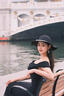 PEARL DIARY2025新款新娘帽子法式黑色大檐禮帽優(yōu)雅復(fù)古赫本風(fēng)英倫珍珠大沿帽 模特基礎(chǔ)同款（絨面）直徑40cm S(54-58cm) 曬單實(shí)拍圖