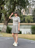 獨束大碼女裝灰色美式寬松休閑套裝夏裝新款簡(jiǎn)約短袖半裙時(shí)尚套裝 星空灰-半裙 XL (尺碼：3) 曬單實(shí)拍圖
