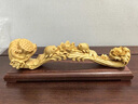 伊彌黃楊木雕如意擺件中式客廳擺設(shè)實木雕刻工藝品年年有余生日禮物 黃楊木如意 長寬高：25*5.5*6CM 曬單實拍圖