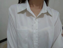 皮爾卡丹（pierre cardin）仿真絲緞面雪紡襯衫女春秋季韓版長(cháng)袖寬松上衣別致垂感襯衣 白色 S 曬單實(shí)拍圖