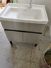 佳戀雅輕奢陽(yáng)臺洗衣柜洗衣池帶搓衣板陶瓷一體盆洗手洗臉盆柜組合洗漱臺 銀灰柜+搓板盆-全套配件70cm 曬單實(shí)拍圖