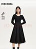 VEROMODA 連衣裙2024早秋新款針織拼接百褶連衣裙赫本小黑裙324346030 曬單實(shí)拍圖