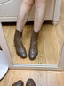 蹀愫秋冬新款款顯瘦法式氣質(zhì)襪靴粗跟棕色彈力瘦瘦短筒靴TA54724-11 土啡色彈力羊皮革/土啡色羊皮革 37 235mm 曬單實(shí)拍圖
