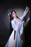 妃秀蝶（FEESHOUEY）漢服女新中式女裝裙中國(guó)風(fēng)女裝【念凡塵】魏晉古裝齊腰襦裙 米色外衣+米色里衣+紅色八破裙 L (建議身高165-170) 曬單實(shí)拍圖