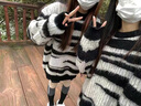 DXOT寬松慵懶風外穿毛衣女秋冬大碼胖妹妹顯瘦中長款斑馬紋針織衫 圖片色 M 建議105-120斤 曬單實拍圖