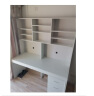 蓝木槿 电脑桌 台式家用书桌书柜组合办公桌写字台带书架学习桌 暖白色(不含柜) 1.2m（左右2格书架） 实拍图