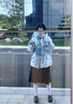 格邏恩（GELUOEN）小個(gè)子羽絨棉服女2024新款韓系寬松牛角扣棉衣面包服冬季加厚外套 淺藍(lán)色 均碼（可備注碼數(shù)） 曬單實(shí)拍圖