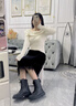 GEOX杰歐適女鞋2025秋季圓頭酷帥干練日常馬丁靴D46XME 黑色C9999（絨里） 36 曬單實(shí)拍圖
