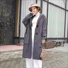 皮爾卡丹（pierre cardin）中長(zhǎng)款羊毛針織開(kāi)衫女春秋裝外搭新款連帽粗線毛衣外套碼大羊絨衣 黑灰 L 曬單實(shí)拍圖