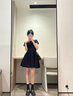 GARNUO黑色連衣裙子女2025新款夏季法式茶歇小個子高級感赫本風(fēng)收腰短裙 黑色 M【101-110斤】 曬單實拍圖