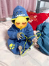 G.duck網(wǎng)紅嬰兒連體衣秋冬夾棉保暖哈衣男女寶寶爬服棉新生兒衣服套裝 藍色(連體衣+帽子) 80cm 曬單實(shí)拍圖