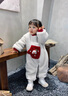 班喜迪嬰兒衣服冬裝嬰幼兒連體衣過年拜年服寶寶喜慶新年禮服外出服冬季 米色 90cm 曬單實(shí)拍圖