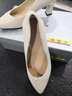蜘蛛王女鞋春季新款粗跟尖頭職業(yè)高跟鞋淺口百搭白領(lǐng)通勤女士單鞋09071 米白 38 (240mm) 曬單實(shí)拍圖