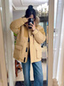 宏資琦羽絨棉服女中長款冬季2024新款大毛領棉衣外套女裝超厚工裝派克服 姜黃色帶毛領 S （建議85—110斤） 曬單實拍圖