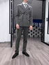 羅蒙（ROMON）2025新款春季千鳥格男士西服套裝兩件套修身韓版商務(wù)休閑西服禮服 灰色 (西服+褲子) M (適合96-110斤) 曬單實拍圖