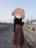 歐偲麥 網(wǎng)紗半身裙女新款韓版高腰大擺裙紗裙仙女a(chǎn)字裙長裙 958 香檳色 均碼 曬單實(shí)拍圖