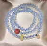 GONMCEAN【守愿】海藍寶多圈冰種手串999金三圈藍色女手鏈禮物 曬單實拍圖