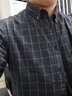 Colombass冬季加絨加厚保暖襯衫男長(cháng)袖格子襯衣純色中年男士商務(wù)休閑純棉韓版潮流襯衫 8866磨毛灰格 40/175/L 曬單實(shí)拍圖