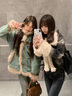 LPOX棉服女翻領(lǐng)毛毛拼接牛仔外套女2025冬季高級(jí)感寬松水洗做舊牛仔 圖片色 M [收藏優(yōu)先發(fā)貨] 曬單實(shí)拍圖
