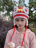 溪谷幽幽春晚同款手工紅色老虎頭帽子女款秋冬季2024毛線(xiàn)帽新年兒童醒獅帽 成人款（中國風(fēng)） 均碼（親子款) 曬單實(shí)拍圖