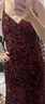 DPLAY2025秋季亮片紅色度假吊帶連衣裙敬酒服訂婚禮服裙晚禮服 復古紅 L 曬單實(shí)拍圖