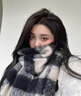 妙奕嘉圍巾女冬季新款送女朋友氛圍韓版格子學(xué)生保暖圍脖男情侶圍巾百搭 黑米白格子流蘇圍巾 曬單實(shí)拍圖