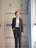 伊婭莎職業(yè)西裝套裝女氣質(zhì)商務(wù)面試正裝修身西服外套酒店經(jīng)理工作服工裝 黑色外套+西褲 L 建議100-110斤 曬單實(shí)拍圖